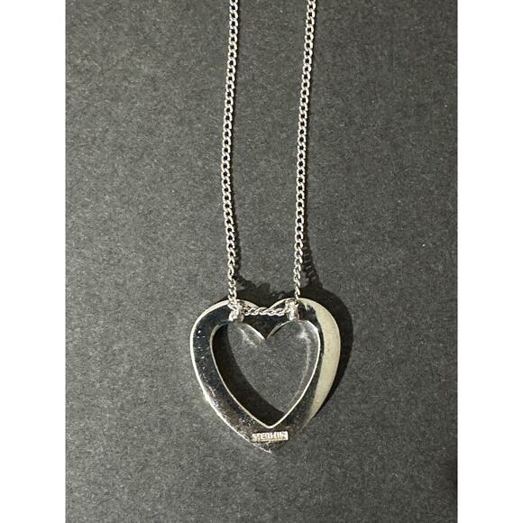 Sterling Heart Swarovski Open Heart Clear Crystal Necklace And Chain Sweetheart - Picture 4 of 10